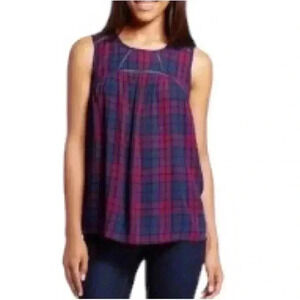 Knox Rose Plaid Flowy Tanktop